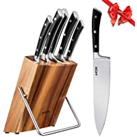 AICOK Juego de bloques de Cuchillo cocinero profesional | 6 piezas | Extra fuerte | acero inoxidable | mangos…